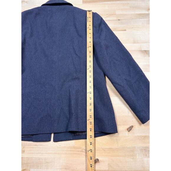 VTG Lands End Sweater Wool Blend Full Zip Navy Blue Women’s Size 12 - Picture 5 of 7